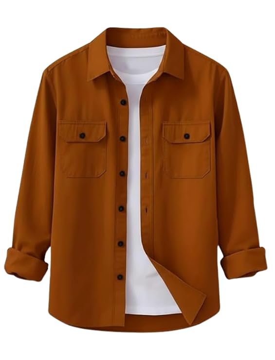 DEELMO Men’s Stylish Cotton Blend Casual Shirt || Full Sleeve Button-Down Shirt with Dual Flap Pockets || Comfortable Breathable Fabric || Perfect for Casual Office and Outing Wear